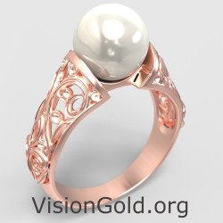 Pearl Floral Ring 14K Rose Gold 1276R