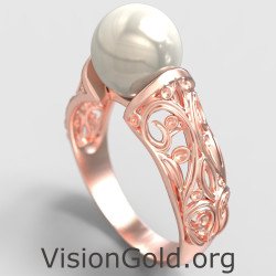 Pearl Floral Ring 14K Rose Gold 1276R