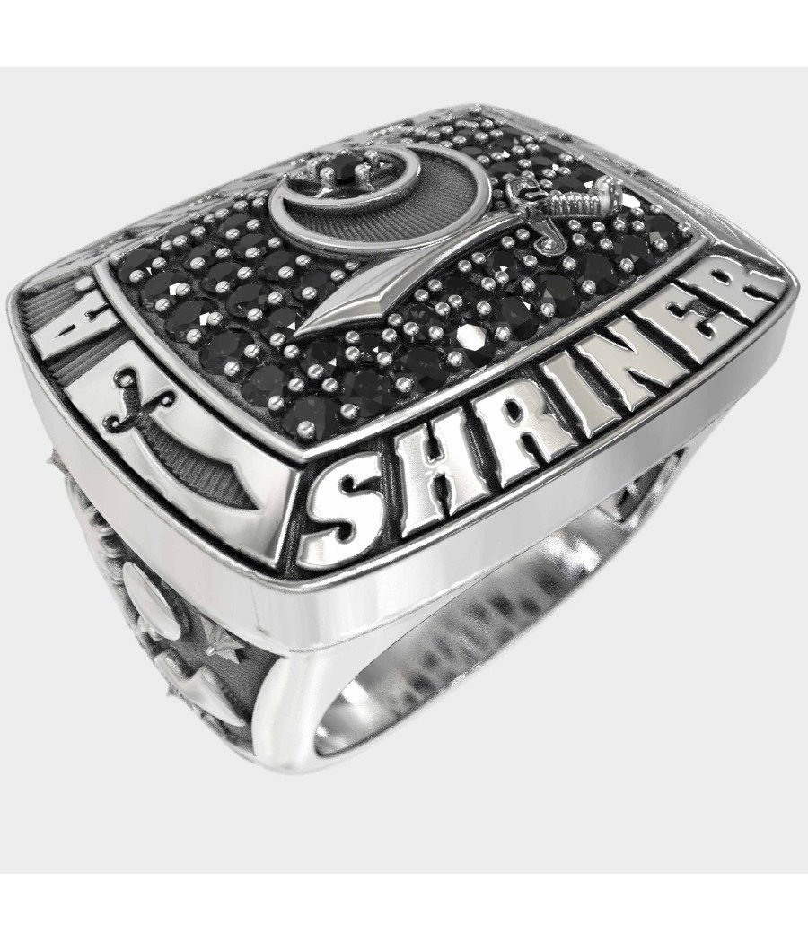 SHRINER Silver Masonic Ring Freemason 0746