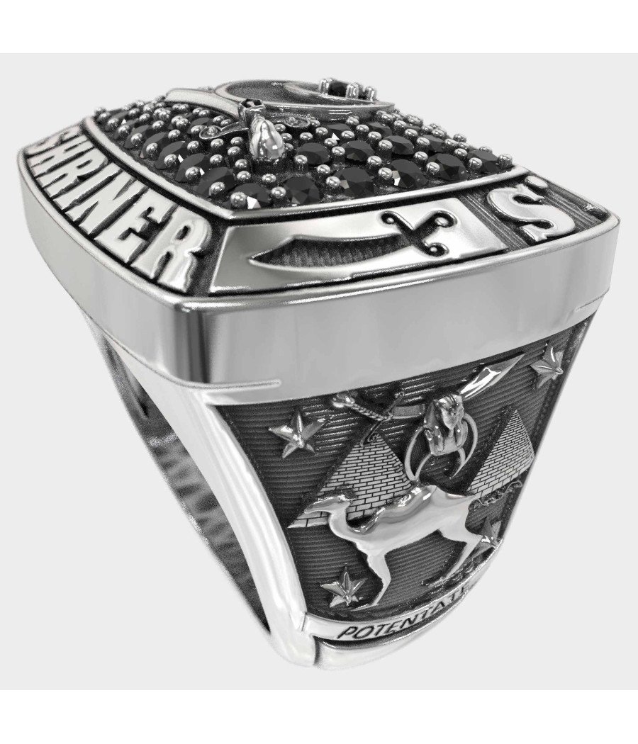 SHRINER Silver Masonic Ring Freemason 0746