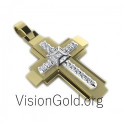 Женский золотой крест - белое золото 0058