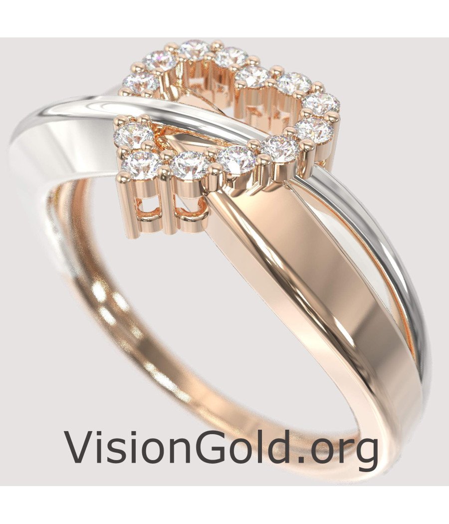 Two-tone Love Heart Ring 1306R