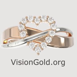 Two-tone Love Heart Ring 1306R