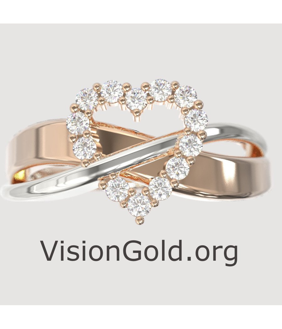 Two-tone Love Heart Ring 1306R