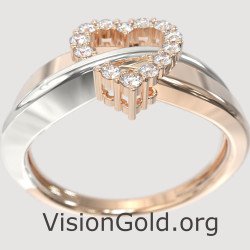 Two-tone Love Heart Ring 1306R