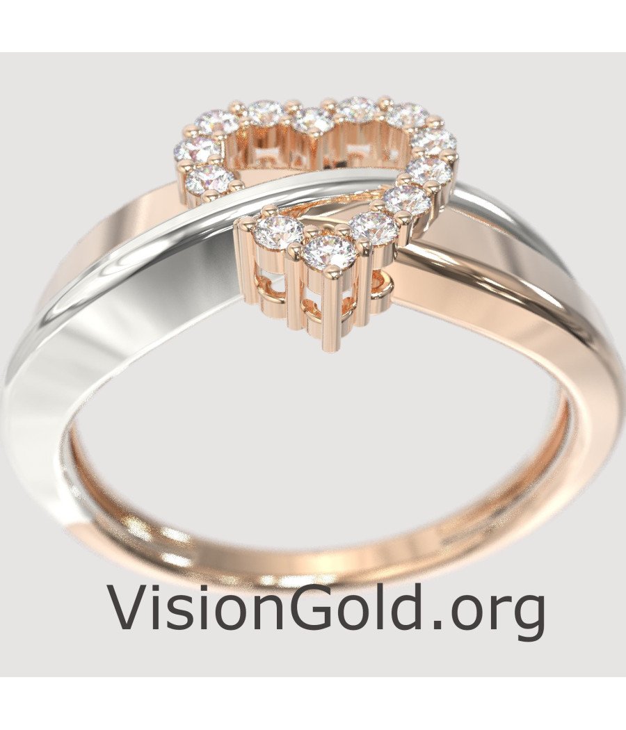 Two-tone Love Heart Ring 1306R