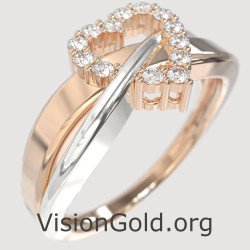 Two-tone Love Heart Ring 1306R