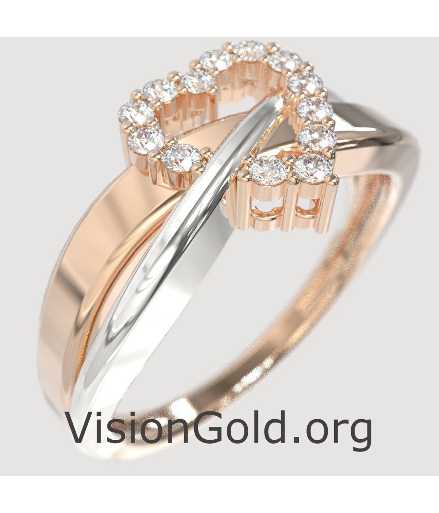 Two-tone Love Heart Ring 1306R