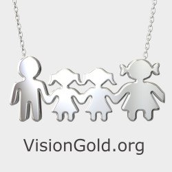 Silver Necklace With Your Family Figures 0367L