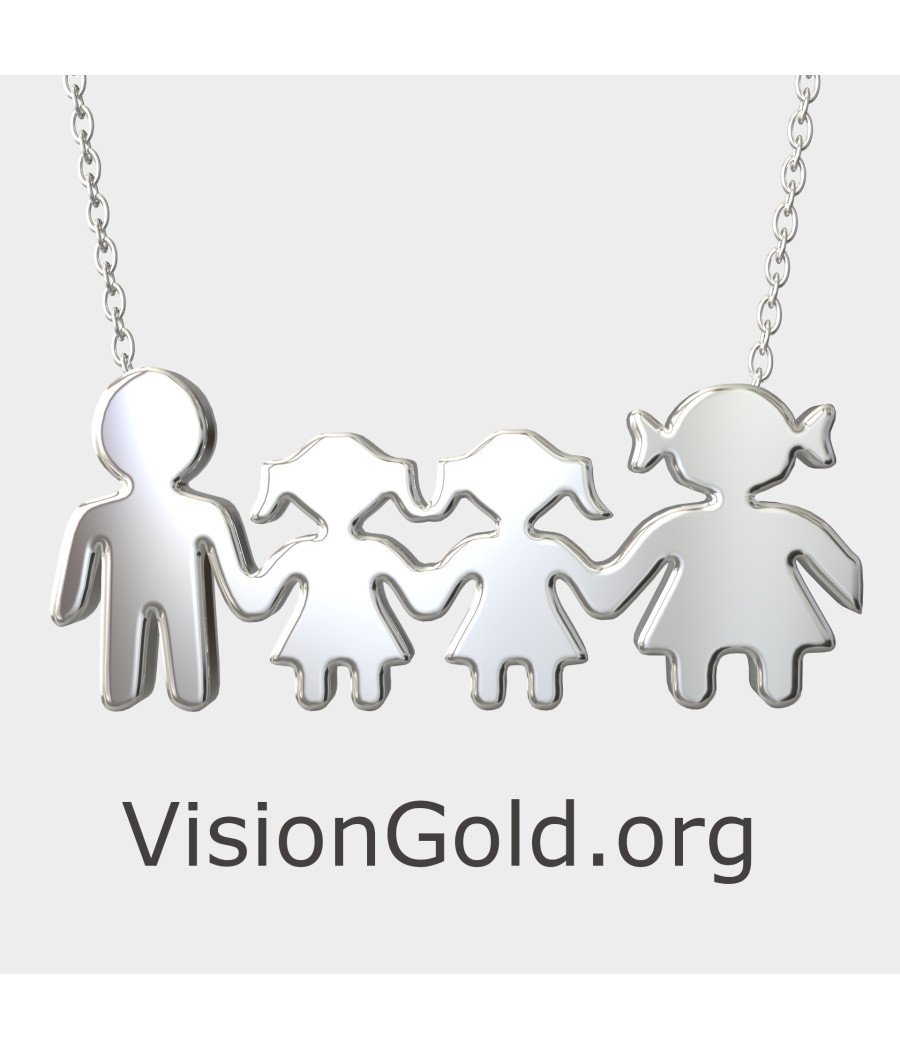 Silver Necklace With Your Family Figures 0367L