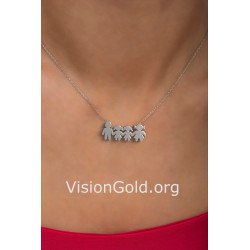 Silver Necklace With Your Family Figures 0367L