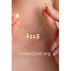 Silver Family Necklace With Two Little Girls 0367R