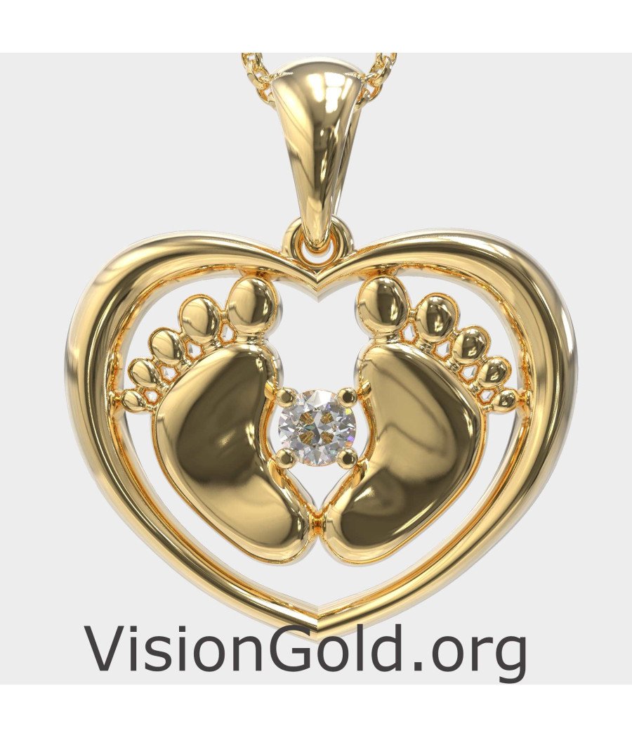 Κολιέ Καρδιά Με Πατουσάκια - Κοσμήματα για τη Μαμά 0347K