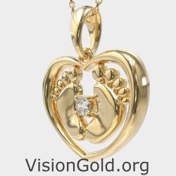 Κολιέ Καρδιά Με Πατουσάκια - Κοσμήματα για τη Μαμά 0347K