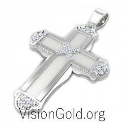 Χειροποίητος βαπτιστικός σταυρός με ζιργκόν