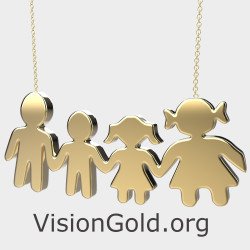 Family Necklace Mom Dad Two Children Pendant 0381K