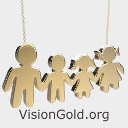 Collier de famille pendentif maman papa deux enfants 0381K