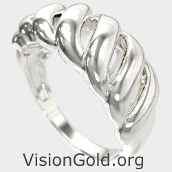 Elegante Anillo Cúpula Croissant Regalo para Ella 1303L