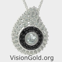 Collier goutte d'argent Oeil maléfique 0241LPL