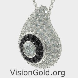 Collier goutte d'argent Oeil maléfique 0241LPL