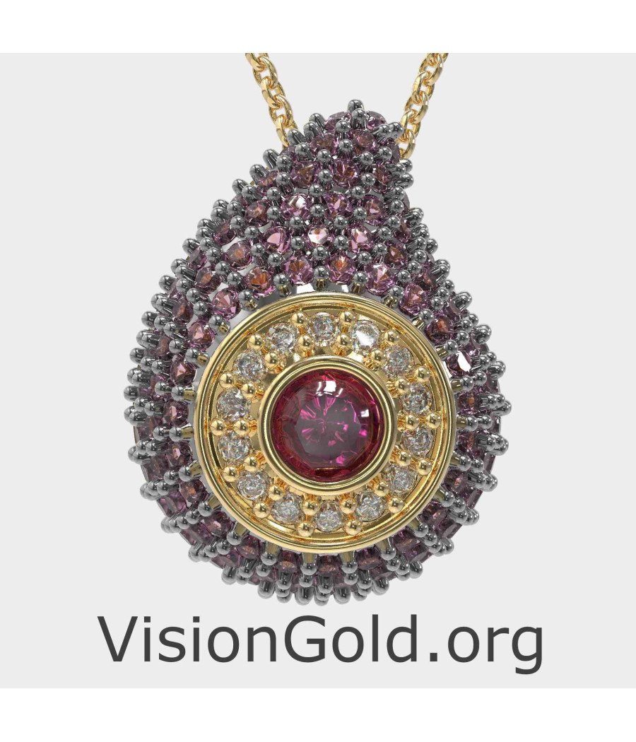 Amethyst Evil Eye Anhänger Halskette 0241MVPK