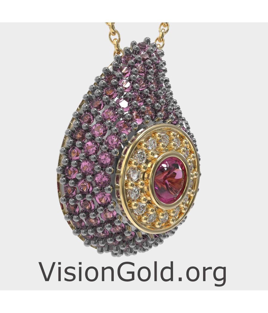 Amethyst Evil Eye Pendant Necklace 0241MVPK