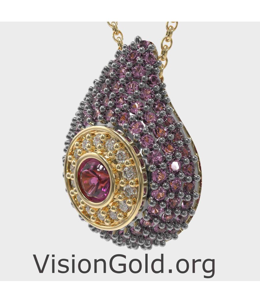 Amethyst Evil Eye Anhänger Halskette 0241MVPK