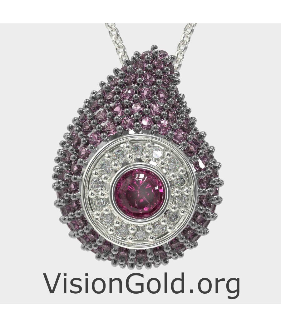 Purple Amethyst Pendant-Evil Eye Necklace 0241MVPL