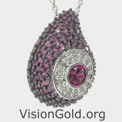 Purple Amethyst Pendant-Evil Eye Necklace 0241MVPL