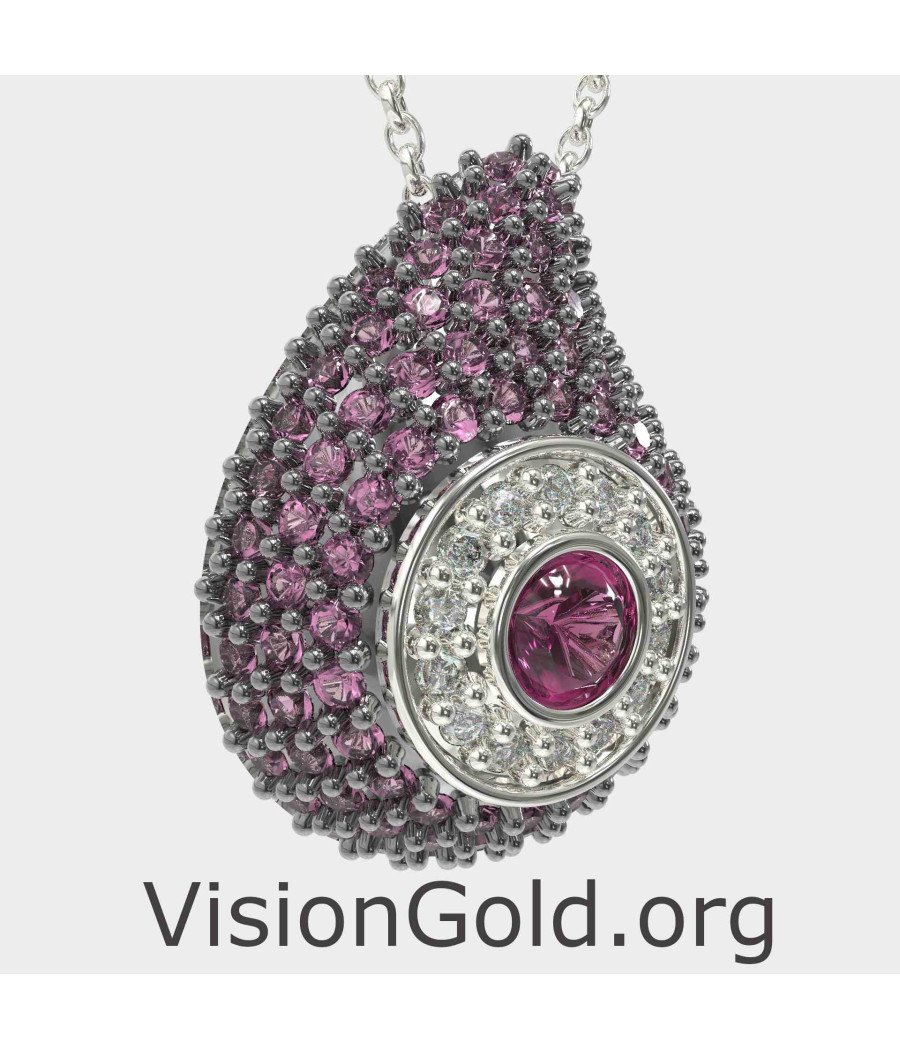 Purple Amethyst Pendant-Evil Eye Necklace 0241MVPL