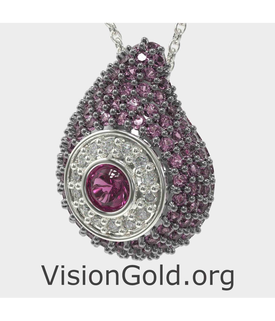 Purple Amethyst Pendant-Evil Eye Necklace 0241MVPL