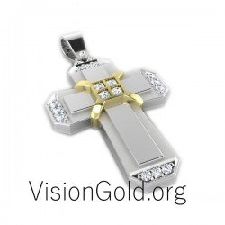Women's handmade cross with zircon 0066,♥ Micro Pave Cubic