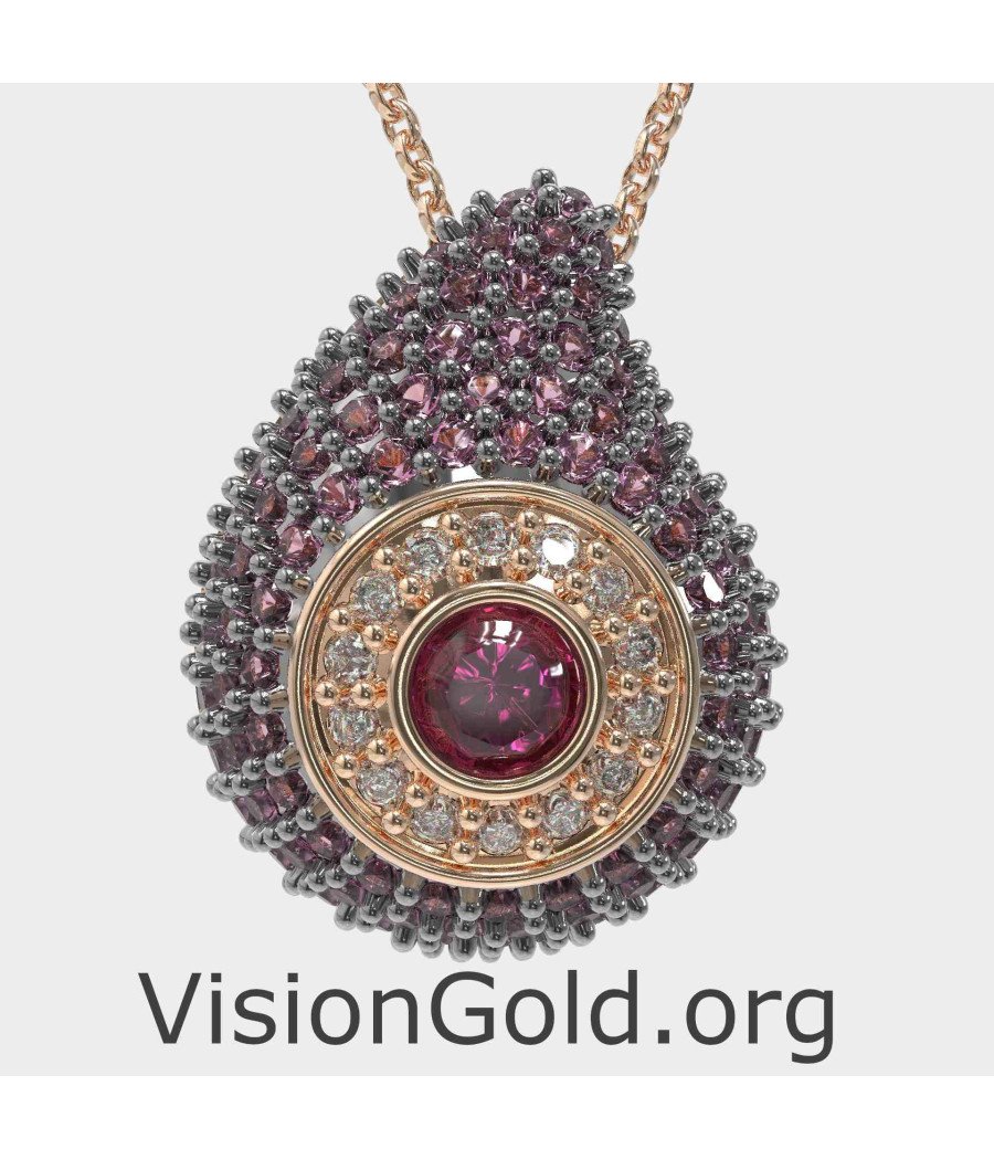 Amethyst Tropfen Evil Eye Anhänger Halskette 0241MVPR