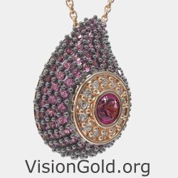 Amethyst Drop Evil Eye Pendant Necklace 0241MVPR