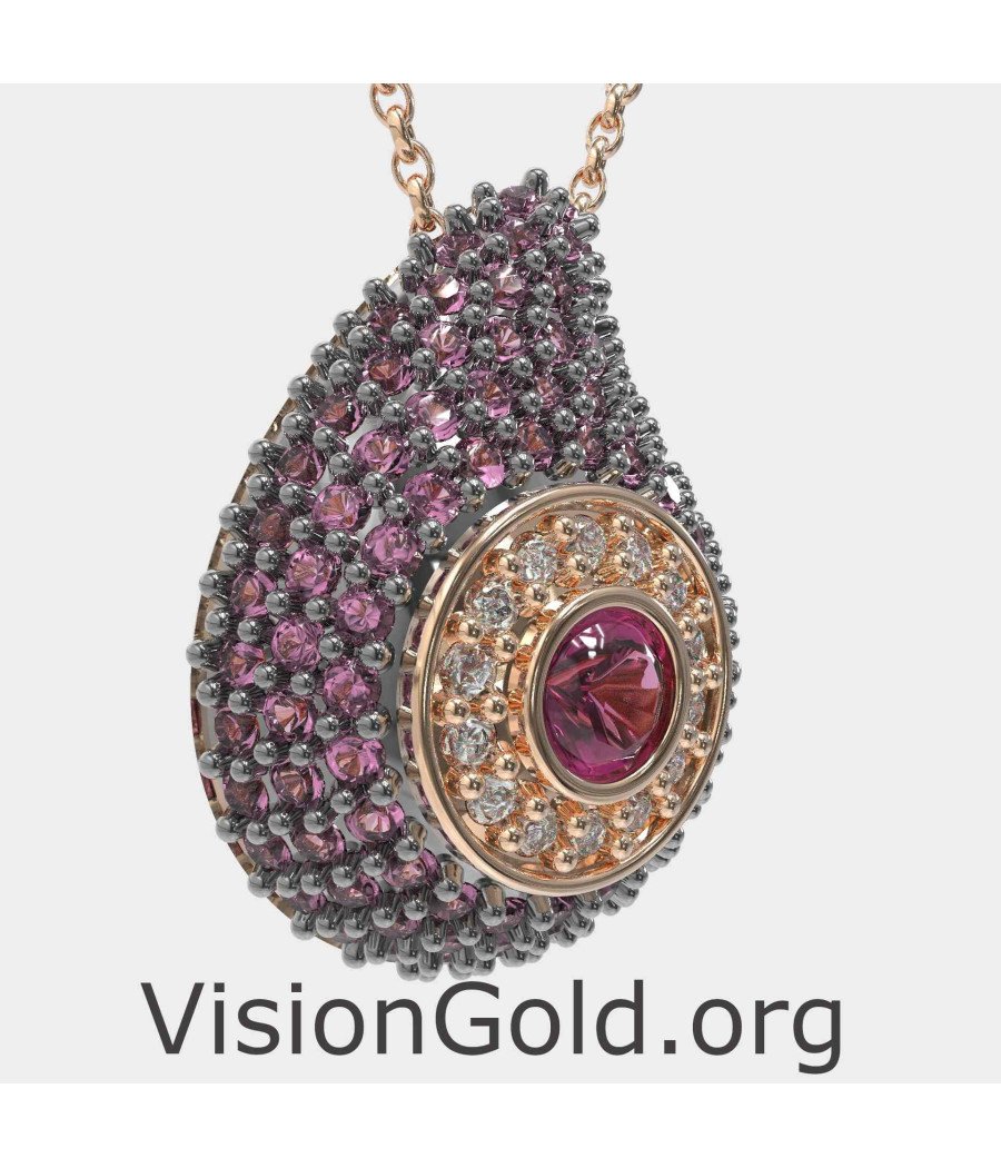 Amethyst Drop Evil Eye Pendant Necklace 0241MVPR