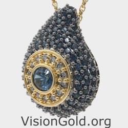 Dainty Eye Necklace With Blue Stones 0241MPLPK