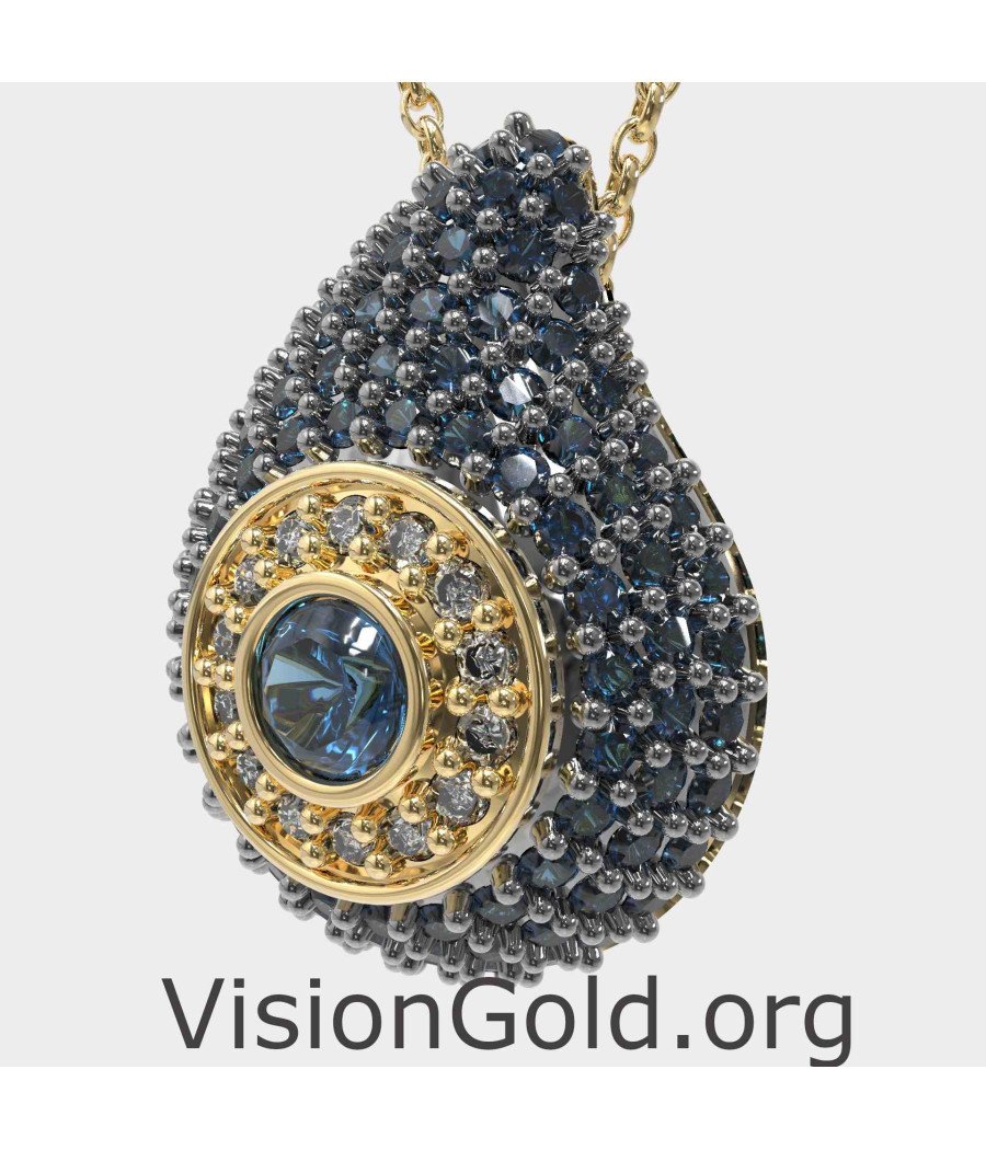 Dainty Eye Necklace With Blue Stones 0241MPLPK