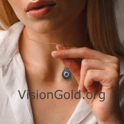 Collier délicats yeux maléfiques bleus 0241MPLPR