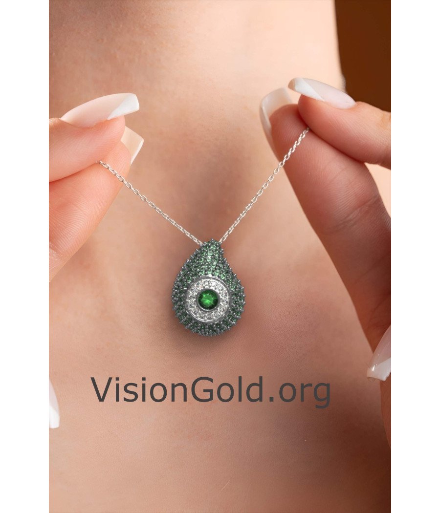 Green Evil Eye Pendant Necklace 0241PRPL