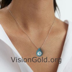 Collier d'été avec goutte d'eau et œil maléfique 0241TYPL