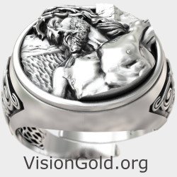 Bague Signet Jésus Christ Religieux Chrétien 0918