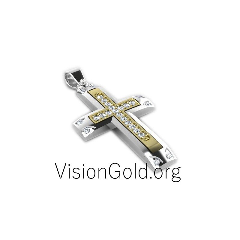 Christian Jewelry for Women 0071,gold and diamond cross, gold
