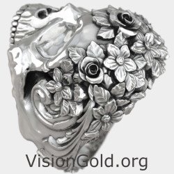 Anillo Motero Calavera con Rosas 0925