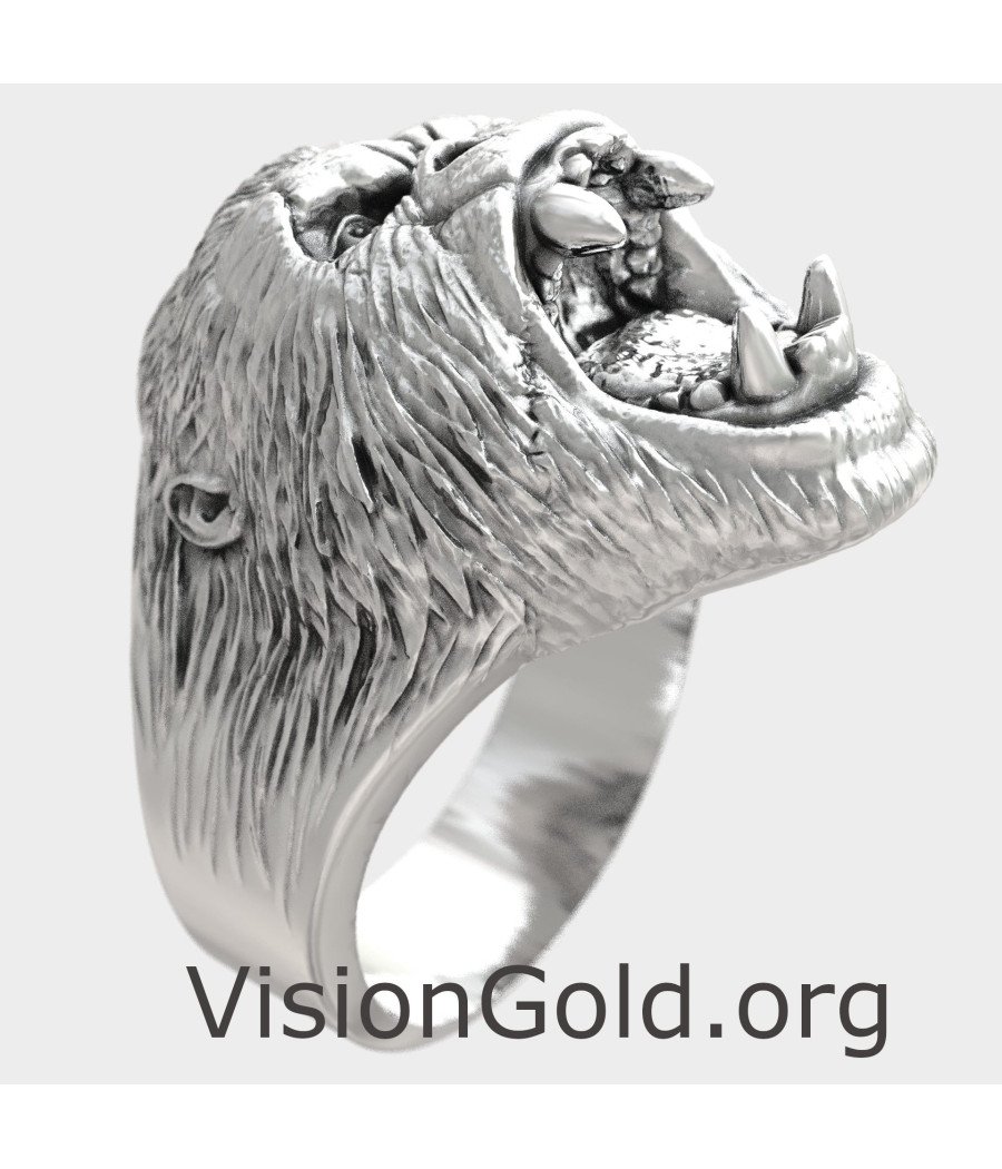 Mens Silver Gorilla Ring 0927