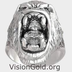 Mens Silver Gorilla Ring 0927