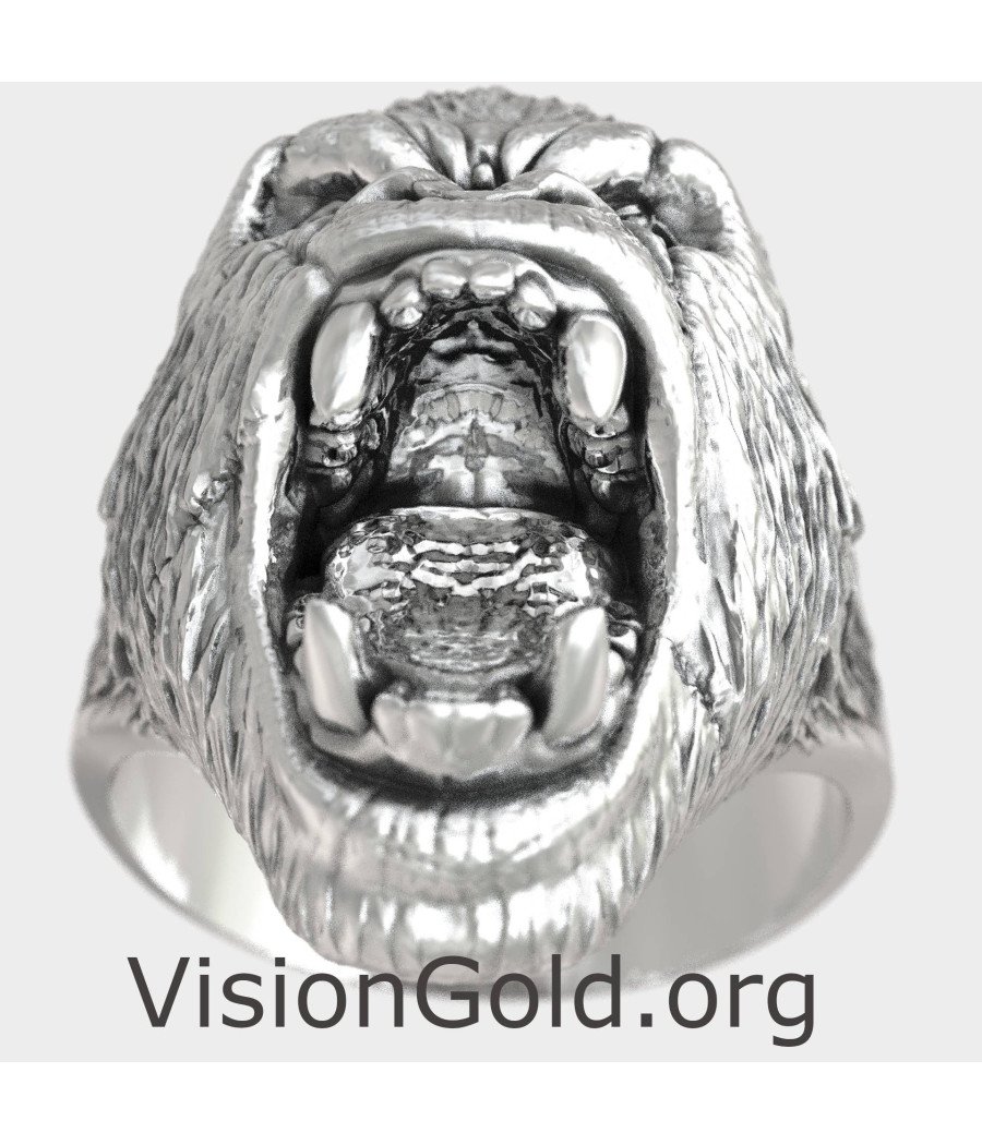 Mens Silver Gorilla Ring 0927