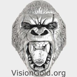 Mens Silver Gorilla Ring 0927