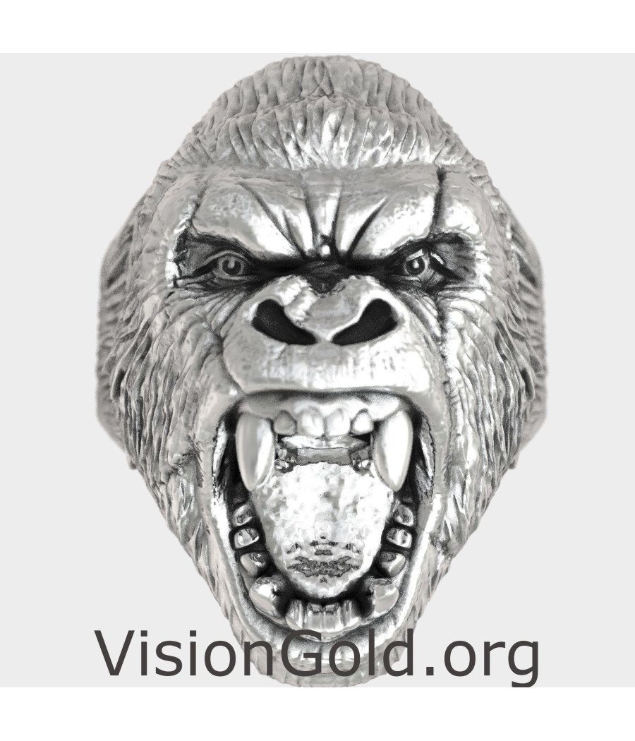 Mens Silver Gorilla Ring 0927