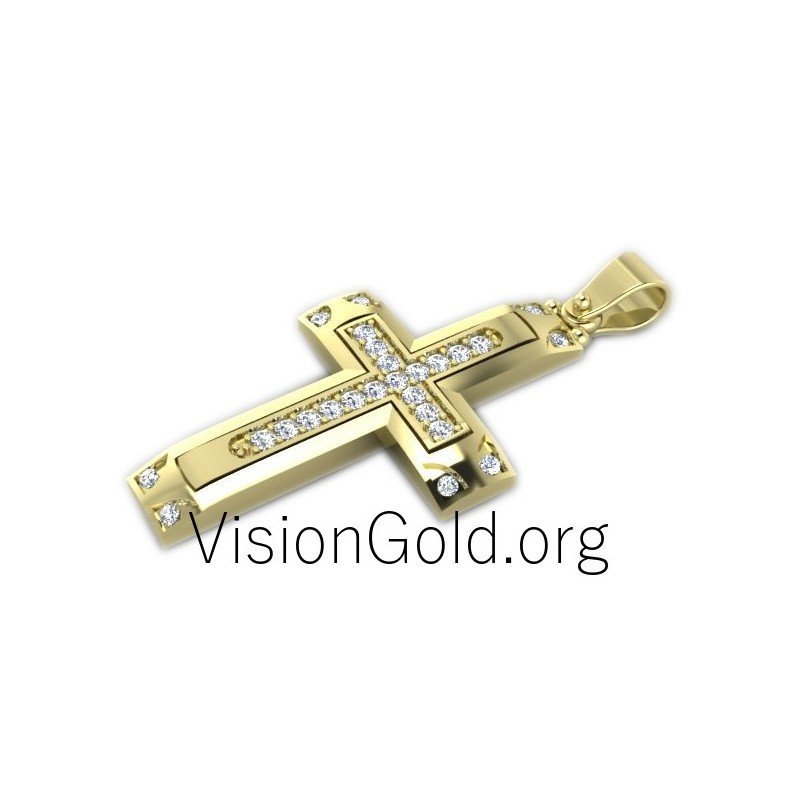 Christian Jewelry for Women 0071,gold and diamond cross, gold