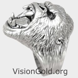 Herren Silber Gorilla Ring 0927